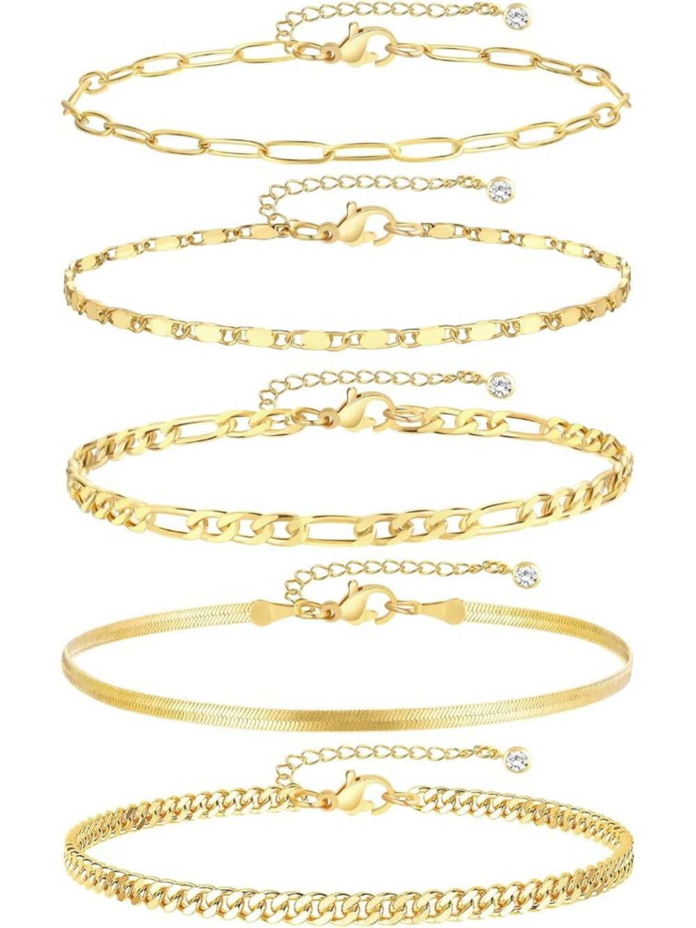 Gold Ankle Bracelets for Women, 14k Gold Plated Waterproof Cuban Link Chain Ankl
